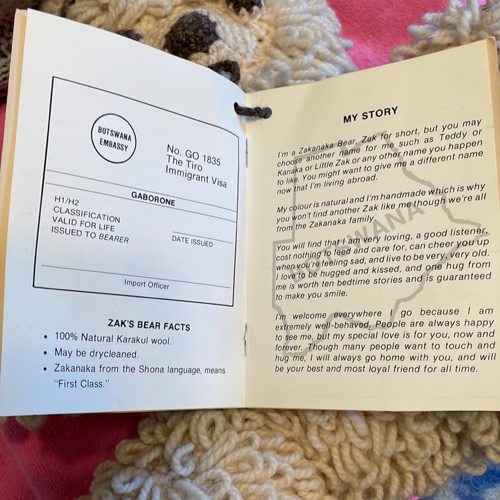 Handwoven TIRO YA DIATLA Lobatse-Botswana Bear with passport - Picture 10 of 12